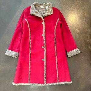 Vintage LL Bean faux suede penny lane mid length coat- women’s medium, y2k